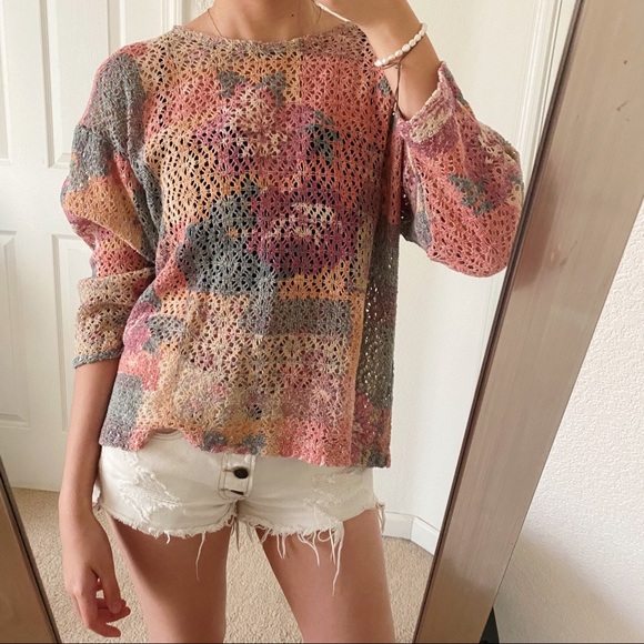 New York Style Sweaters - NY Style Lace Colorful Sweater Top